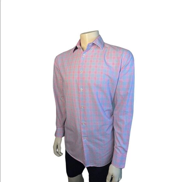 Men’s Long Sleeve Tattersall of London Shirt Size 17/34-35 Gently Used Condition - Picture 1 of 4